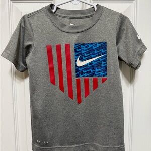 Nike Kids Gray Tee with Red and Blue Design